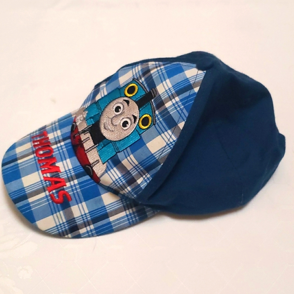 Thomas the Train Adjustable Hat- Blue Plaid Embroidered OSFM